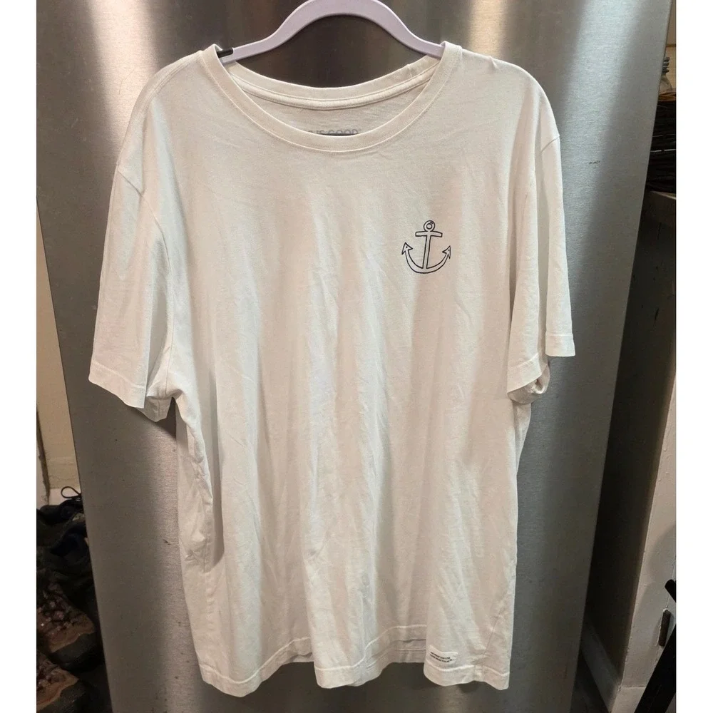 Life is Good Mens XXL Crusher Tee White Sailboat Anchor Graphic T-Shirt
